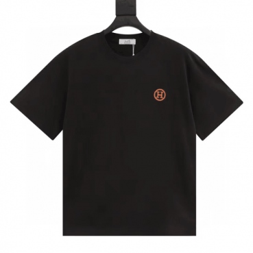 Hermes  Mens Crew-neck Short Sleeved Tshirts Black 