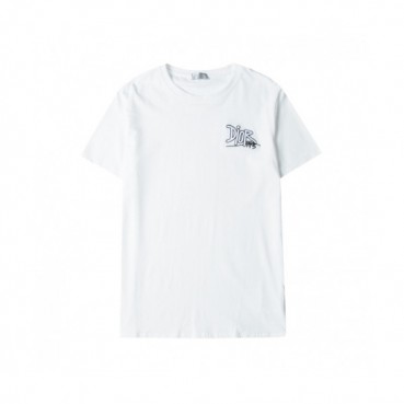 Dior  Mm/Wm Casual Crew-neck Short Sleeved Tshirts White 