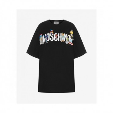 Moschino   Mm/Wm Logo Cotton Short Sleeved Tshirts Black - 모스키노 2021 남/녀 로고 코튼 반팔티 Mos0175x Size(s 