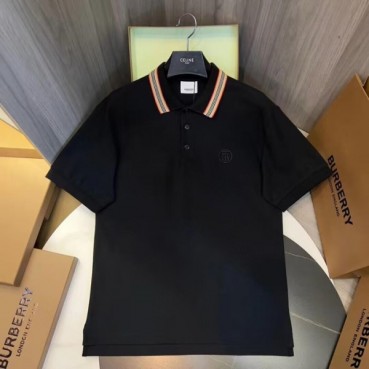 버버리 남성 블랙 폴로 반팔티 - Burberry Mens Black Tshirts 