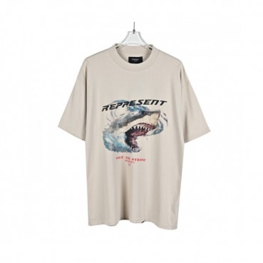 Represent  Mm/Wm Wolf Logo Cotton Short Sleeved Tshirts Ivory - 리프리젠트 2021 남자 울프 로고 코튼 반팔티 Rep0013x Size(s 