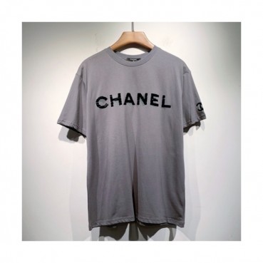 Chanel  Mm/Wm 'CC' Logo Cotton Short Sleeved Tshirts Gray - 샤넬 2021 남/녀 'CC'로고 코튼 반팔티 Cnl0720x Size(s 