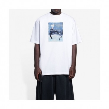Balenciaga  Mm/Wm Logo Cotton Short Sleeved Tshirts White - 발렌시아가 2021 남/녀 로고 코튼 반팔티 Bal01110x Size(xs 