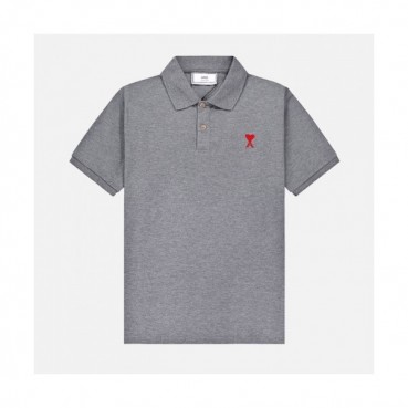 Ami Mm/Wm Casual Cotton Short Sleeved Tshirt Gray - 아미 2021 남/녀 로고 코튼 캐쥬얼 반팔티 Ami0153x Size(xs 