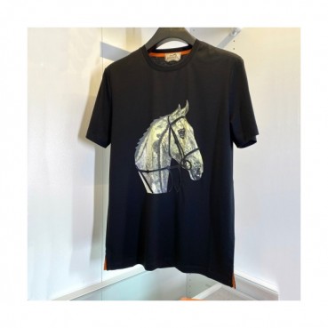 Hermes 2021 Mens Crew-neck Short Sleeved Tshirts 