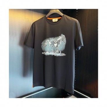 [유니크]Hermes 2021 Mens Crew-neck Short Sleeved Tshirts 