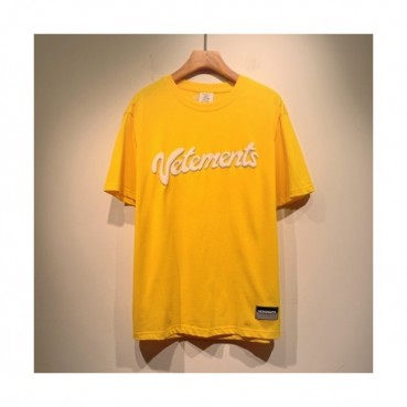 Vetements  Mm/Wm Printing Logo Cotton Short Sleeved Oversize Tshirts Yellow - 베트멍 2021 남/녀 프린팅 로고 코튼 오버사이즈 반팔티 Vet0159x Size(s 