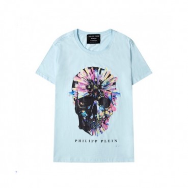 Philipp Plein Mens Logo Cotton Short Sleeved Tshirts Blue - 필립플레인 2021 남성 로고 코튼 반팔티 Phi0144x Size(s 