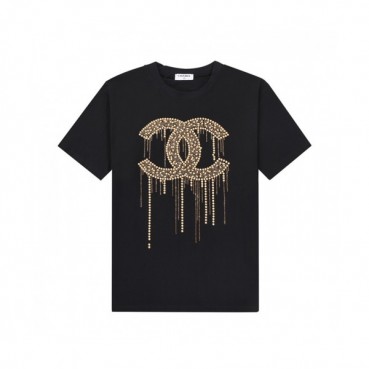 Chanel  Mm/Wm 'CC' Logo Cotton Short Sleeved Tshirts Black - 샤넬 2021 남/녀 'CC'로고 코튼 반팔티 Cnl0717x Size(xs 