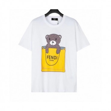 Fendi  Mm/Wm Logo Casual Short Sleeved Tshirts White - 펜디 2021 남/녀 로고 캐쥬얼 코튼 반팔티 Fen0995x Size(xs 
