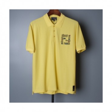 Fendi  Mens Logo Casual Short Sleeved Tshirts Yellow - 펜디 2021 남성 로고 캐쥬얼 코튼 반팔티 Fen0994x Size(m 