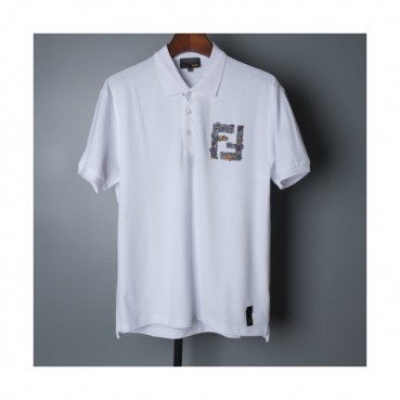 Fendi  Mens Logo Casual Short Sleeved Tshirts White - 펜디 2021 남성 로고 캐쥬얼 코튼 반팔티 Fen0993x Size(m 