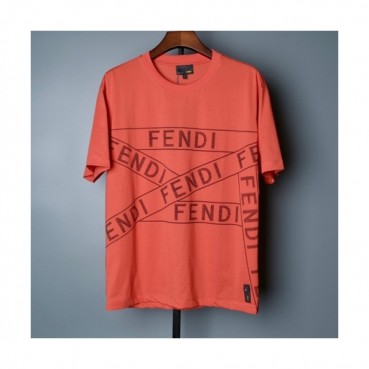 Fendi  Mens Logo Casual Short Sleeved Tshirts Orange - 펜디 2021 남성 로고 캐쥬얼 코튼 반팔티 Fen0990x Size(m 