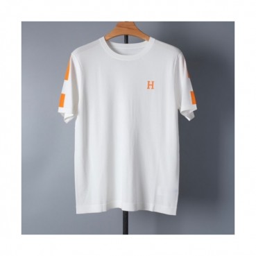 [유니크]Hermes  Mens Crew-neck Short Sleeved Tshirts White 