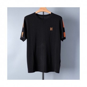 Hermes  Mens Crew-neck Short Sleeved Tshirts Black 