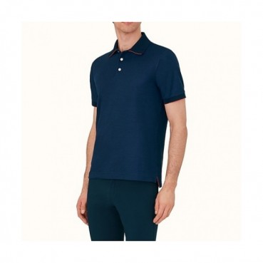 Hermes  Mens Crew-neck Short Sleeved Tshirts Orange Navy 