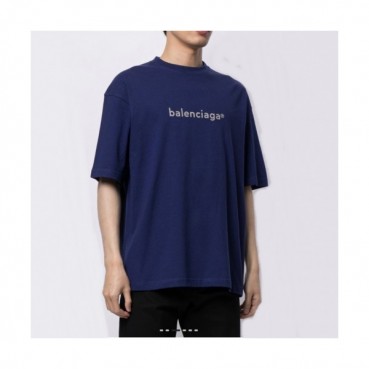 Balenciaga  Mm/Wm Logo Cotton Short Sleeved Tshirts Navy - 발렌시아가 2021 남/녀 로고 코튼 반팔티 Bal01090x Size(xs 