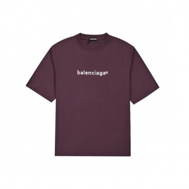 Balenciaga  Mm/Wm Logo Cotton Short Sleeved Tshirts Burgundy - 발렌시아가 2021 남/녀 로고 코튼 반팔티 Bal01089x Size(xs 