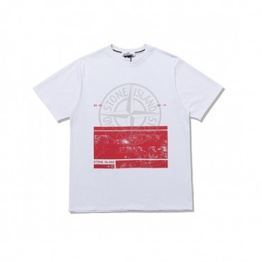 Stone Island  Mens Crew-neck Cotton Short Sleeved Tshirts White 