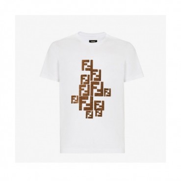 Fendi  Mens Logo Casual Short Sleeved Tshirts White - 펜디 2021 남성 로고 캐쥬얼 코튼 반팔티 Fen0986x Size(xs 