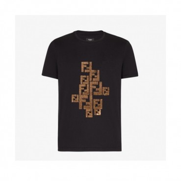 Fendi  Mens Logo Casual Short Sleeved Tshirts Black - 펜디 2021 남성 로고 캐쥬얼 코튼 반팔티 Fen0985x Size(xs 