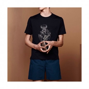 Hermes  Mens Crew-neck Short Sleeved Tshirts Black 