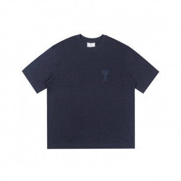 Ami Mm/Wm Casual Cotton Short Sleeved Tshirt Navy - 아미 2021 남/녀 로고 코튼 캐쥬얼 반팔티 Ami0142x Size(s 