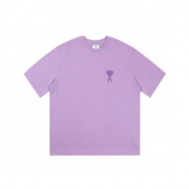 Ami Mm/Wm Casual Cotton Short Sleeved Tshirt Purple - 아미 2021 남/녀 로고 코튼 캐쥬얼 반팔티 Ami0139x Size(s 