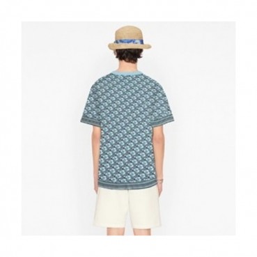 Dior  Mm/Wm Casual Crew-neck Short Sleeved Tshirts Blue 