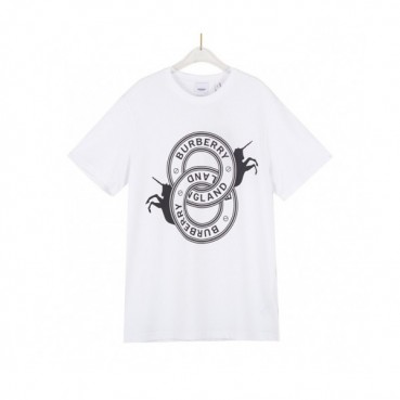 Burberry  Mens Logo Cotton Short Sleeved Tshirts White - 버버리 2021 남성 로고 코튼 반팔티 Bur03887x Size(xs 
