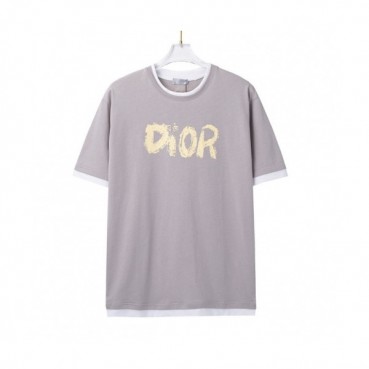 Dior  Mm/Wm Casual Crew-neck Short Sleeved Tshirts Gray 