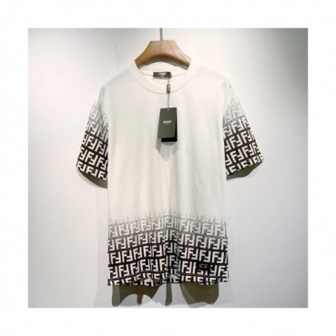 Fendi  Mens Logo Casual Short Sleeved Tshirts White - 펜디 2021 남성 로고 캐쥬얼 코튼 반팔티 Fen0981x Size(s 