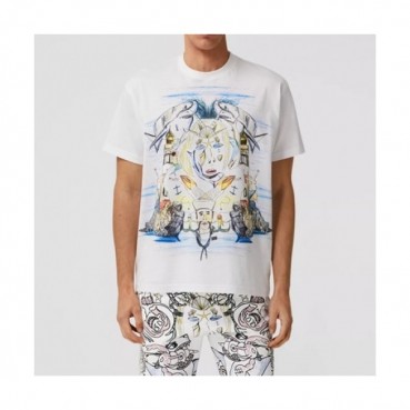 Burberry  Mens Logo Cotton Short Sleeved Tshirts White - 버버리 2021 남성 로고 코튼 반팔티 Bur03881x Size(s 