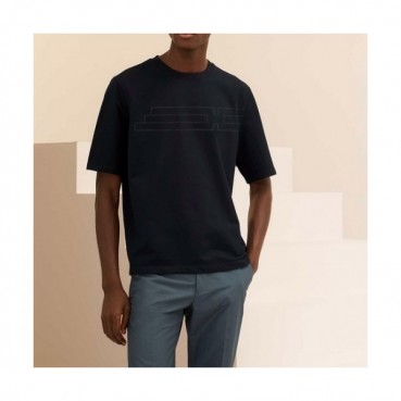 Hermes  Mens Crew-neck Short Sleeved Tshirts Black 