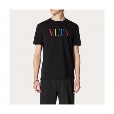 [인기템]Valentino  Mens Logo Crew-neck Short Sleeved Tshirts Black 
