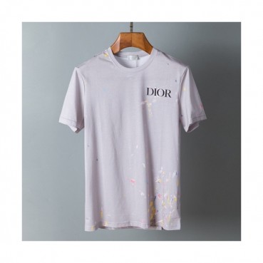 Dior  Mm/Wm Casual Crew-neck Short Sleeved Tshirts Gray 