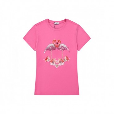 Chanel  Womens 'CC' Logo Cotton Short Sleeved Tshirts Pink - 샤넬 2021 여성 'CC'로고 코튼 반팔티 Cnl0695x Size(s 