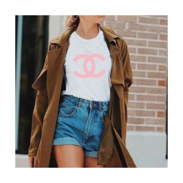 Chanel  Womens 'CC' Logo Cotton Short Sleeved Tshirts White - 샤넬 2021 여성 'CC'로고 코튼 반팔티 Cnl0691x Size(s 