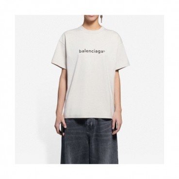 Balenciaga  Mm/Wm Logo Cotton Short Sleeved Tshirts Beige - 발렌시아가 2021 남/녀 로고 코튼 반팔티 Bal01064x Size(xs 