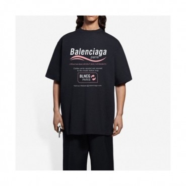 Balenciaga  Mm/Wm Logo Cotton Short Sleeved Tshirts Black - 발렌시아가 2021 남/녀 로고 코튼 반팔티 Bal01063x Size(xs 
