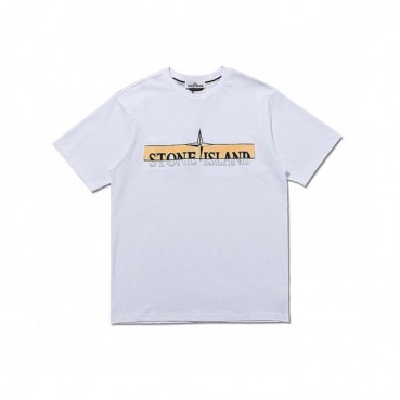 Stone Island  Mens Crew-neck Cotton Short Sleeved Tshirts White 