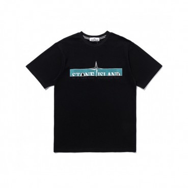 Stone Island  Mens Crew-neck Cotton Short Sleeved Tshirts Black 