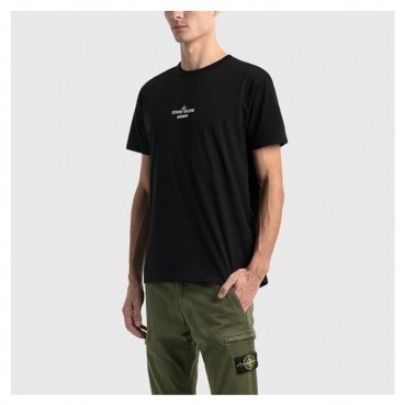 Stone Island  Mens Crew-neck Cotton Short Sleeved Tshirts Black 