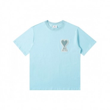 Ami 2021 Mm/Wm Casual Cotton Short Sleeved Tshirt Blue - 아미 2021 남/녀 로고 코튼 캐쥬얼 반팔티 Ami0133x Size(m 