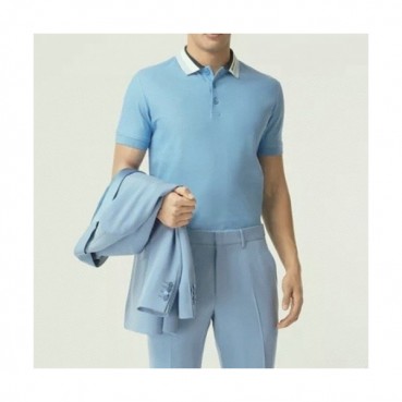 Burberry  Mens Logo Cotton Short Sleeved Polo Tshirts Blue - 버버리 2021 남성 로고 코튼 폴로 반팔티 Bur03871x Size(s 