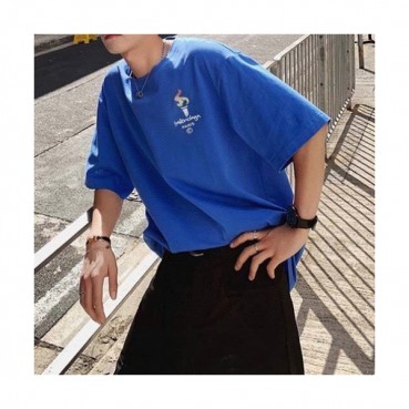 Balenciaga  Mm/Wm Logo Cotton Short Sleeved Tshirts Blue - 발렌시아가 2021 남/녀 로고 코튼 반팔티 Bal01048x Size(s 