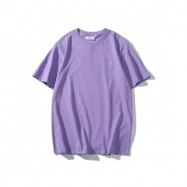 Ami Mm/Wm Casual Cotton Short Sleeved Tshirt Purple - 아미 2021 남/녀 로고 코튼 캐쥬얼 반팔티 Ami0121x Size(m 