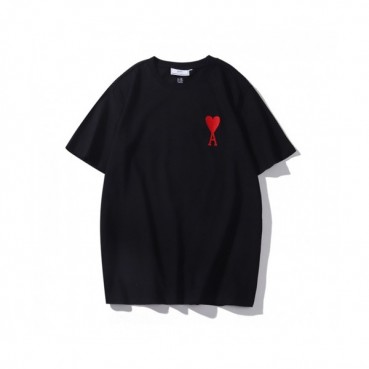 Ami Mm/Wm Casual Cotton Short Sleeved Tshirt Black - 아미 2021 남/녀 로고 코튼 캐쥬얼 반팔티 Ami0119x Size(m 