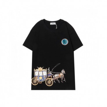 Hermes  Mens Crew-neck Short Sleeved Tshirts Black 