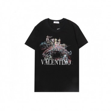 [인기템]Valentino  Mens Logo Crew-neck Short Sleeved Tshirts Black 